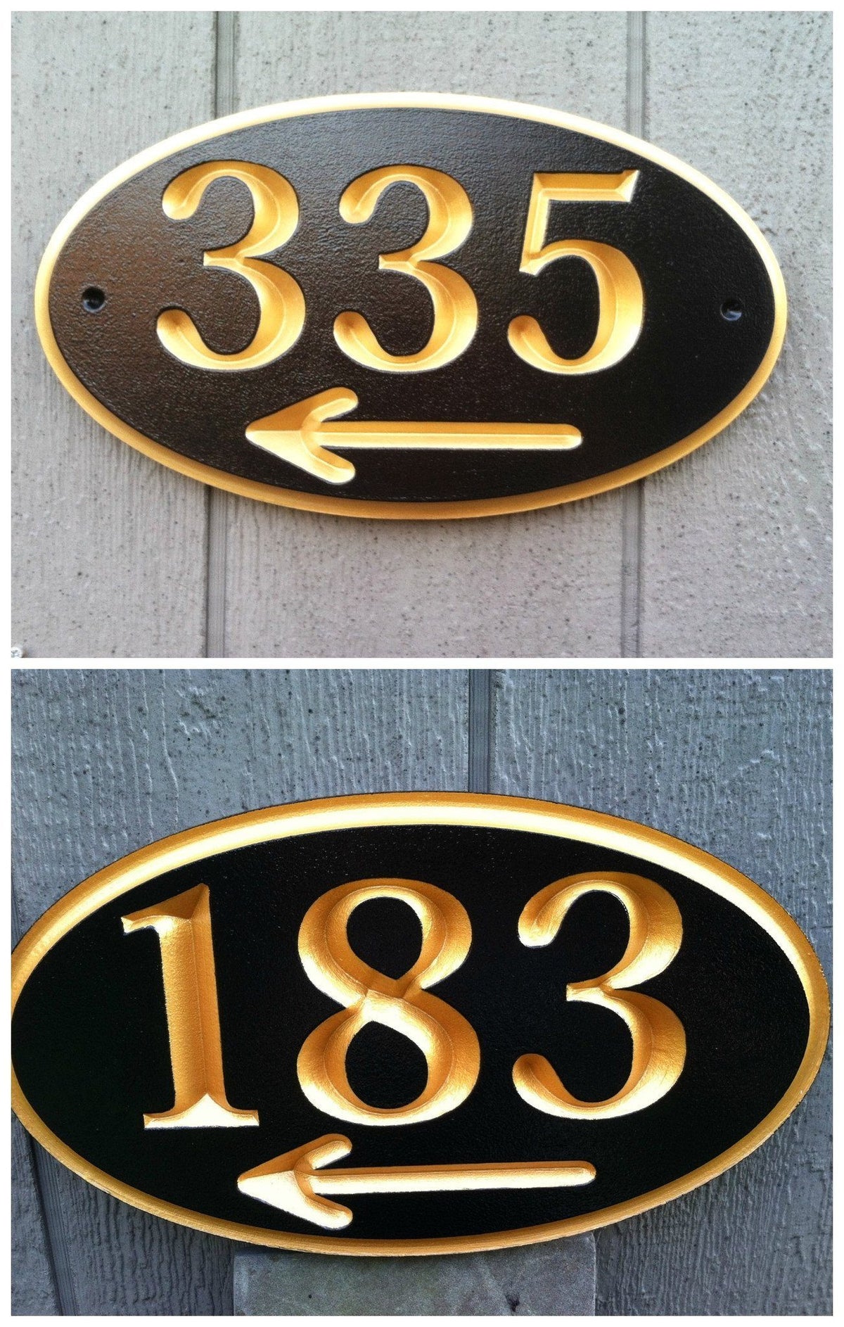Custom Carved House Marker Plaque- Street address Sign with Directional arrow (A158) - The Carving Company