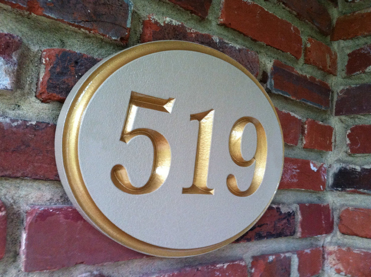 Custom Carved Oval House Number Plaque with Recessed Numbers  (A156) - The Carving Company