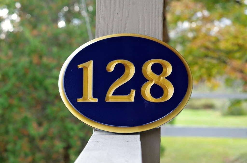 Custom Carved Oval House Number Plaque with Recessed Numbers  (A17) - The Carving Company