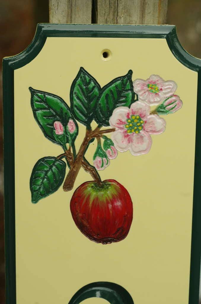 Custom Carved Street Address sign / House number with Apple and Blossom (A25) - The Carving Company