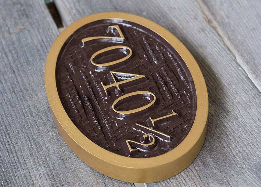 Customized Oval Street Number sign with 1/2 half number  (A26) - The Carving Company
