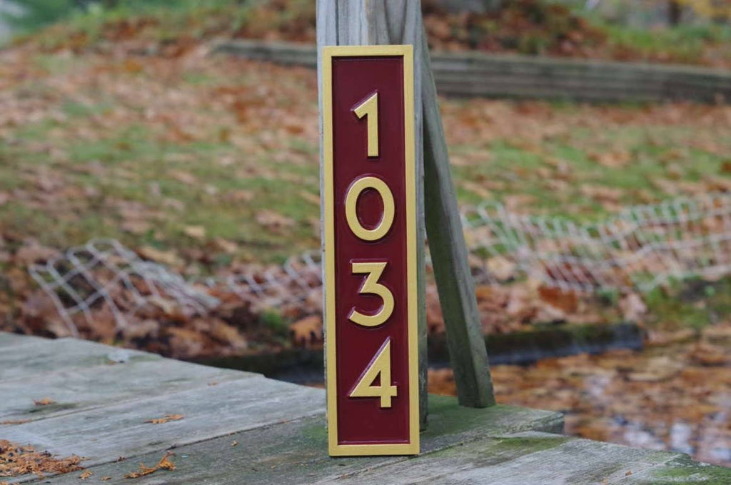Vertical address sign with numbers 1034