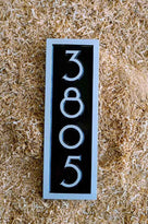 House number sign 3805 in black and silver mid century modern font rectangle shape
