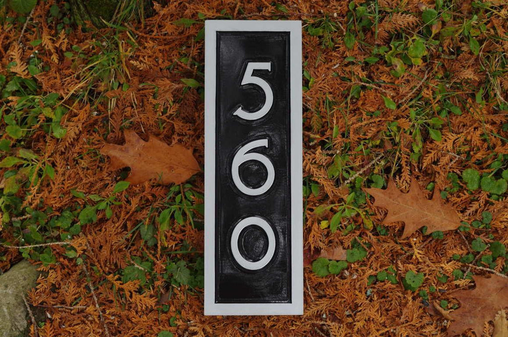 vertical house number mid century modern font