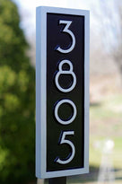 House number sign 3805 in black and silver mid century modern font