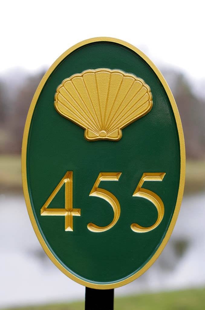Any Color house number plaque with beach theme - Carved Street address marker (A28) - The Carving Company