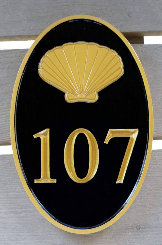 Any Color house number plaque with beach theme - Carved Street address marker (A28) - The Carving Company