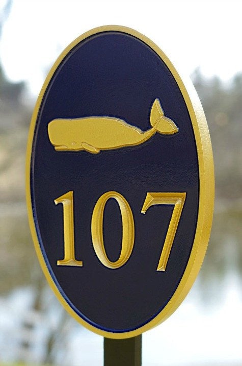 Any Color house number plaque with beach theme - Carved Street address marker (A28) - The Carving Company