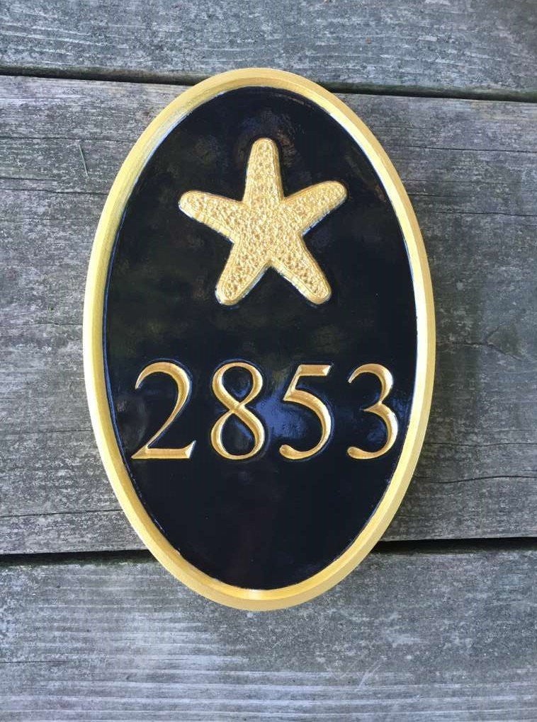 House number sign with anchor or other stock image weatherproof (A312) - The Carving Company