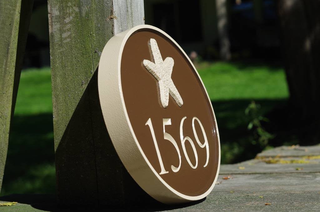 Nautical House Marker Custom Carved Sign with anchor or other stock image (A66) - The Carving Company