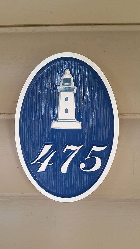 House Number Weatherproof Custom Carved Sign with shamrock or other image - Oval (A6) - The Carving Company