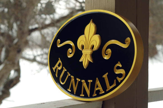 Family Entrance Welcome Sign with Fleur-De-Lis - Personalized (LN43) - The Carving Company