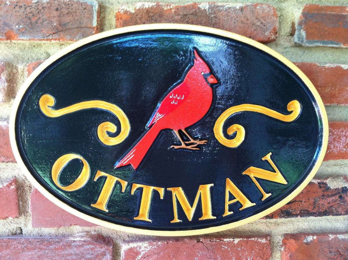 Personalized Last Name Entrance Sign With Eastern Blue Bird or other bird (LN31) - The Carving Company