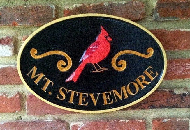 Personalized Last Name Entrance Sign With Eastern Blue Bird or other bird (LN31) - The Carving Company