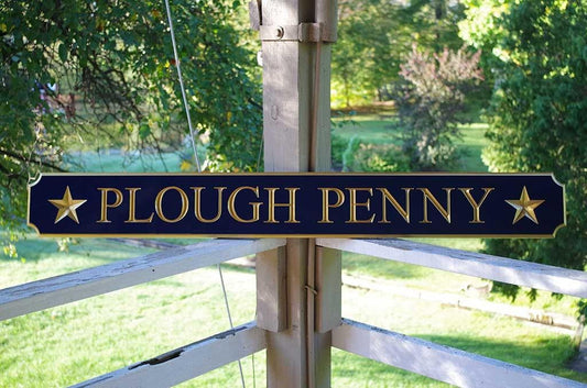 Classic Custom Carved Quarterboard sign with stars - add your name or place (Q28) - The Carving Company