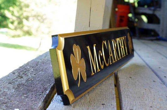 Custom Carved Quarterboard sign - Personalize with address, name, or place, and image (Q24) - The Carving Company
