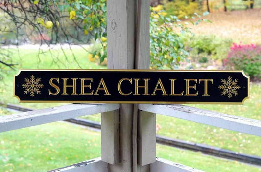 Custom Carved Quarterboard sign with snowflake - Add your name or place and image (Q30) - The Carving Company