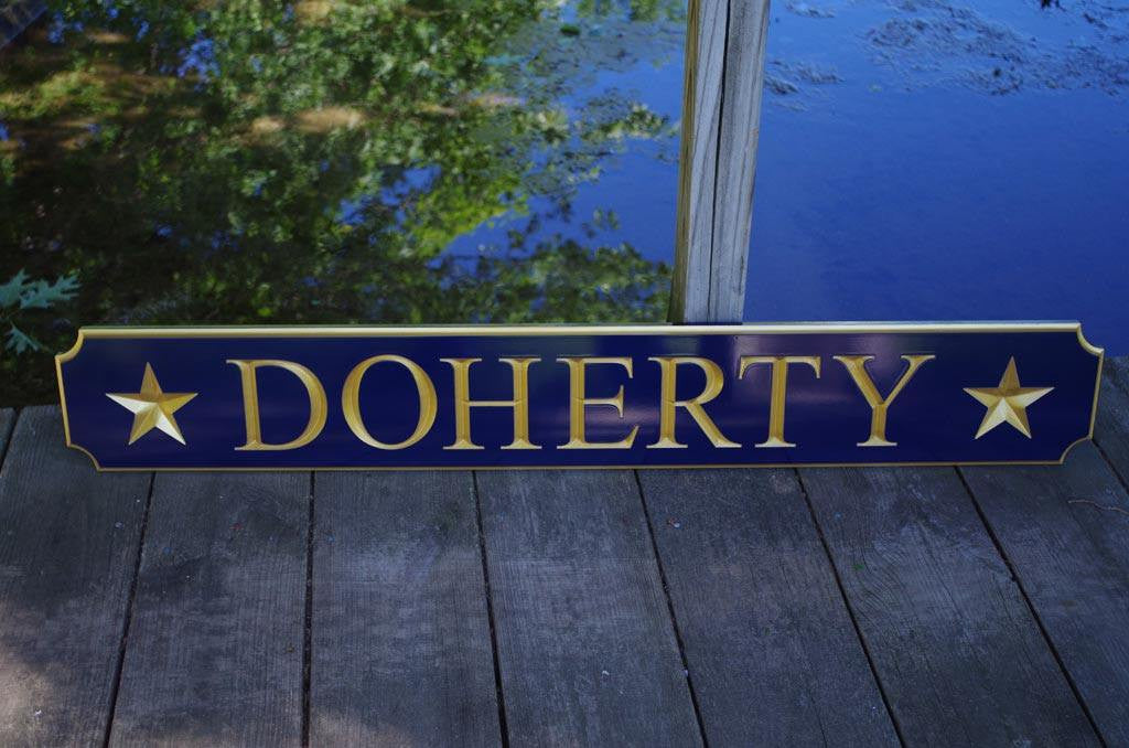 Custom Carved Quarterboard sign with star image - Add your name (Q22) - The Carving Company