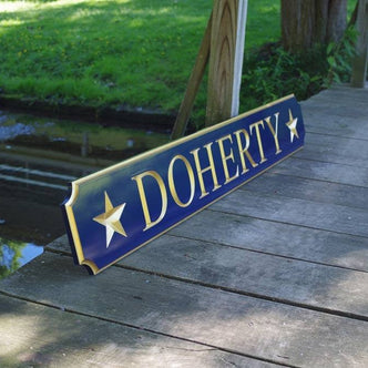 Custom Carved Quarterboard sign with star image - Add your name (Q22) - The Carving Company
