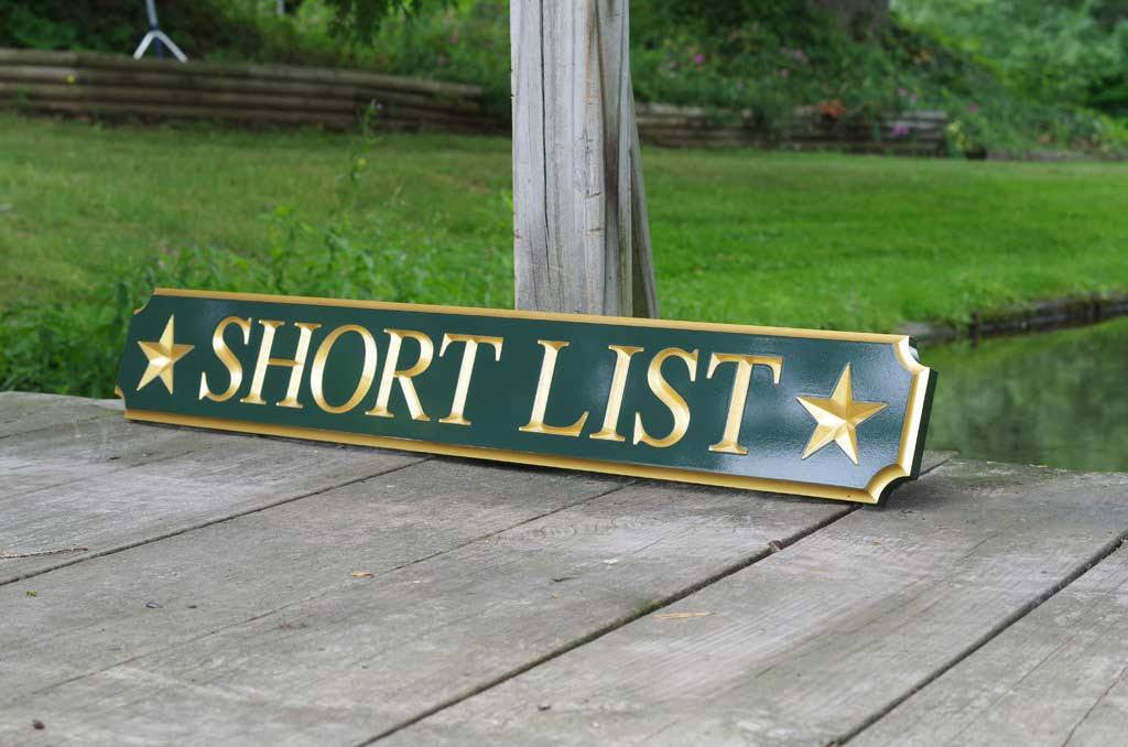 Custom Carved Quarterboard sign with star image - Add your name (Q26) - The Carving Company