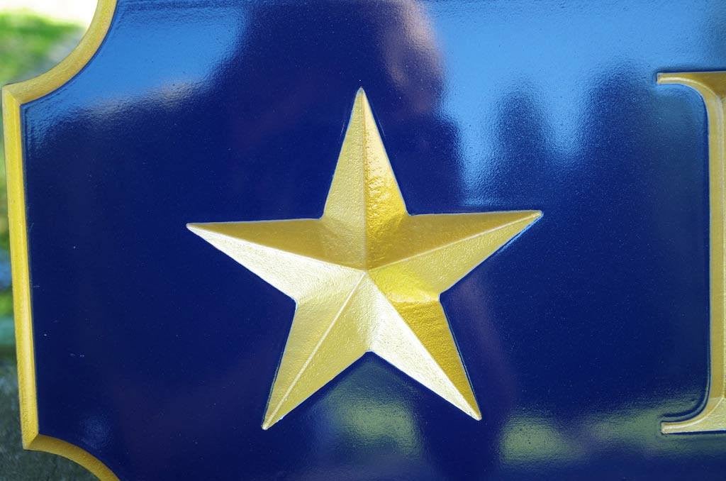 Custom Carved Quarterboard sign with star image - Add your name (Q26) - The Carving Company