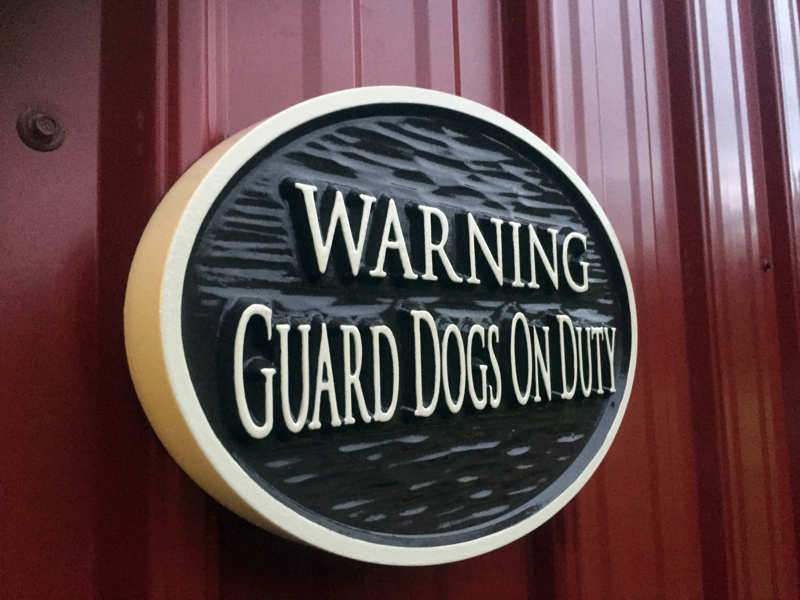 beware of dog sign oval shape