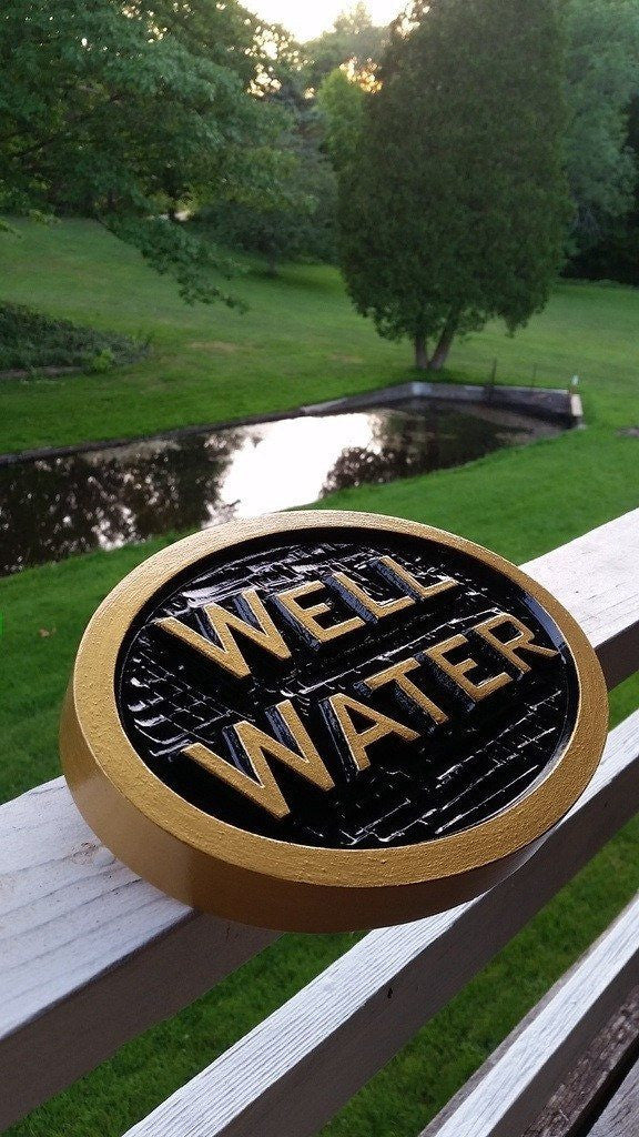 Carved Rain or Well Water notice Plaque- Irrigation Sign (LN45) - The Carving Company