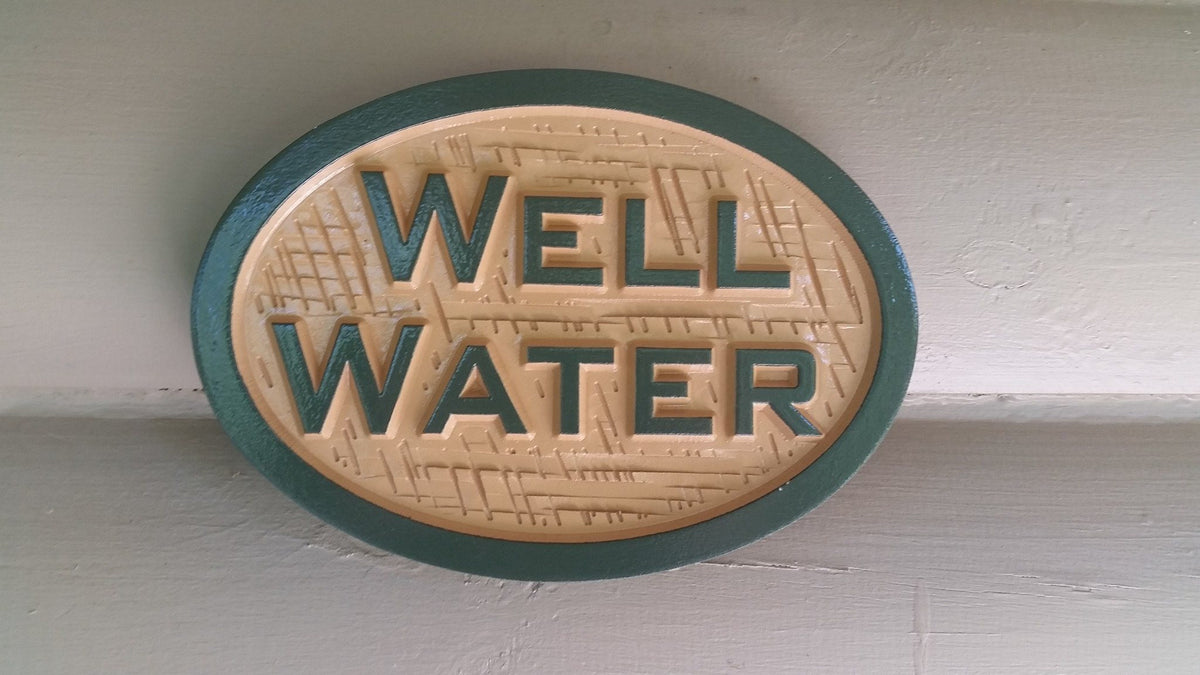 Carved Well Water notice Plaque- Irrigation Sign (LN44) - The Carving Company
