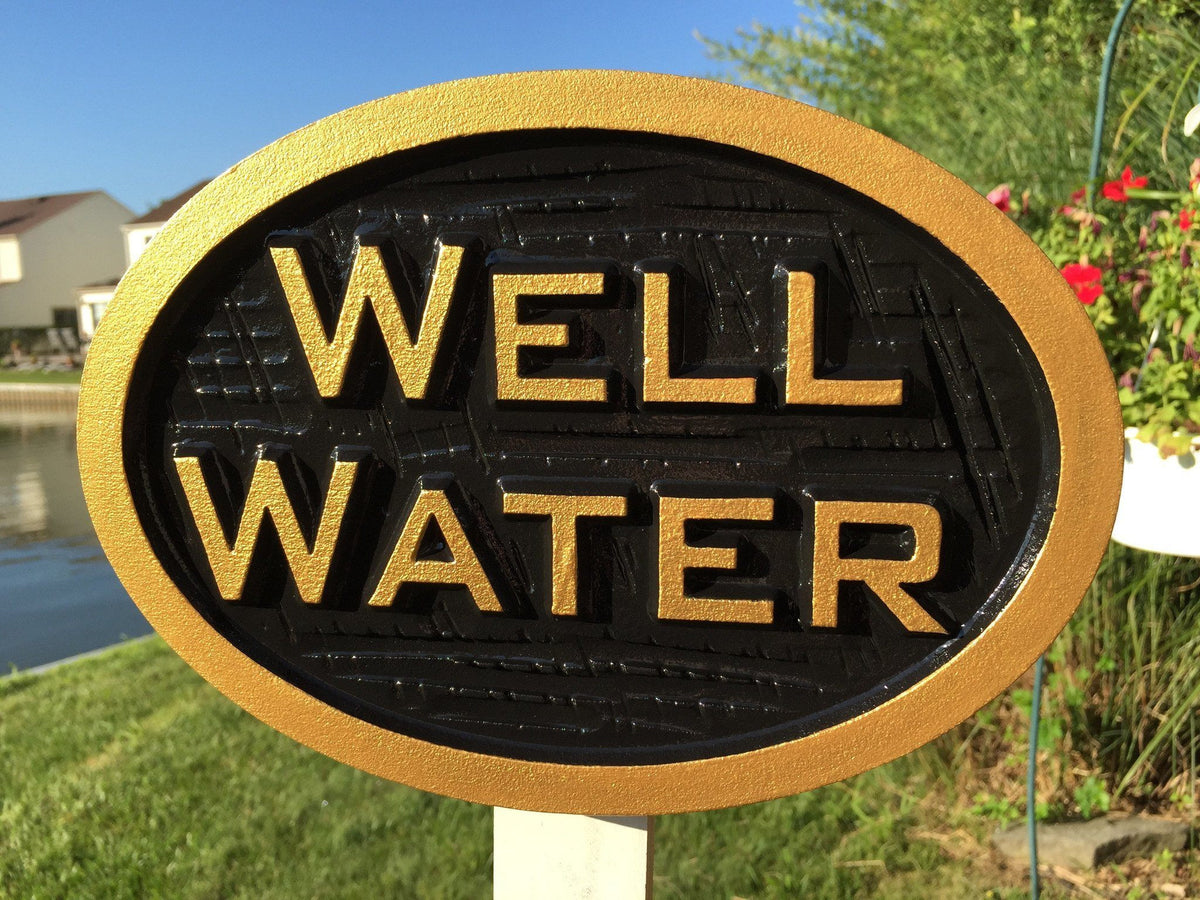 Carved Well Water notice Plaque- Irrigation Sign (LN44) - The Carving Company