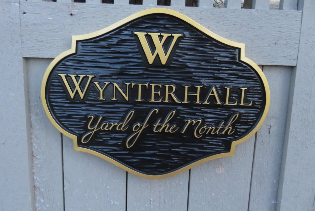 Yard of the Month Sign for neighborhood with image (B69) Neighborhood Yard of Month sign The Carving Company 